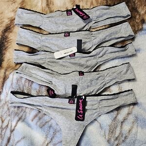 La SENZA Gray Thongs with Black Trim